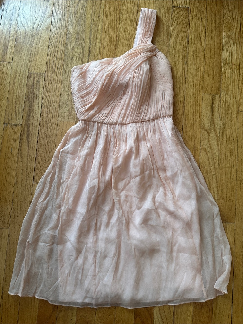 JCrew One-Shoulder Blush Pink Silk Dress